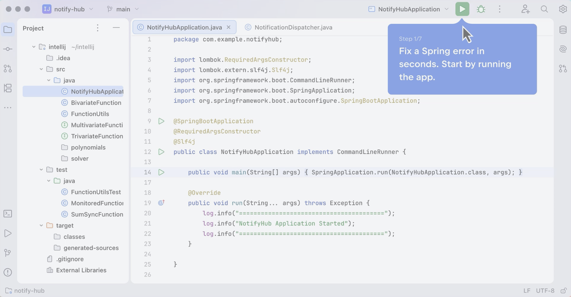 Light IntelliJ IDEA editor after a skill edits a running Spring service